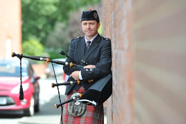 Bagpiper Alan Jamieson has now moved from Roker, without ever finding out who sent him abusive letters. JPI image.