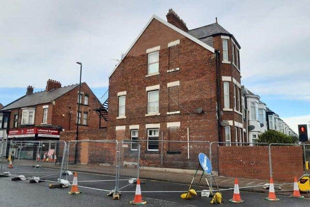 Damage to a gable end in Chester Road, Sunderland.