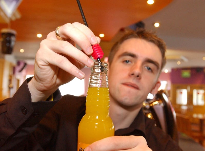 Privilege staff member Craig Moan was pictured in 2005 with a new device to help stop drinks from being spiked.