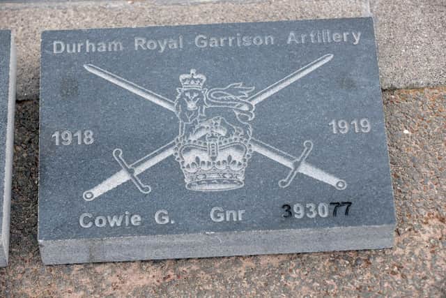 George Cowie's stone ready to be laid on the Veterans Walk.