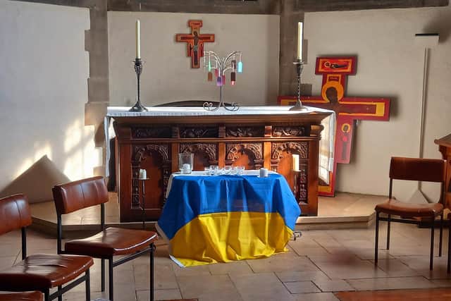 Solidarity with Ukraine was shown at the altar in Sunderland Minster.