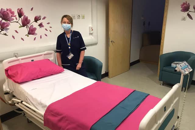 Emergency Department Junior Sister Lesley Young in the room created by teams at South Tyneside and Sunderland NHS Foundation Trust at Sunderland Royal Hospital.