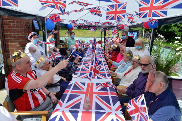 Residents enjoying a Jubilee party at The Laurels Care Home. /Photo: Stu Norton