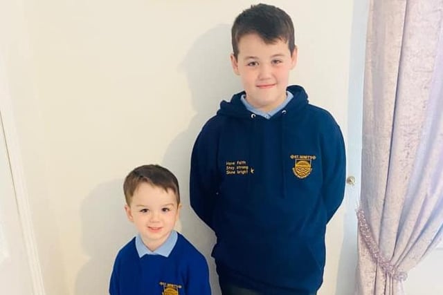 Back to school in Sunderland. Myles starting Reception and Jacob starting Year 6.