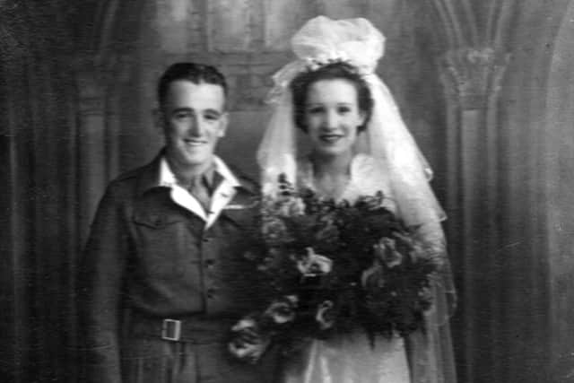 Nancy and her husband Edward Rooks on their wedding day on July 6, 1946.
