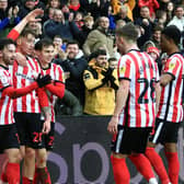 Sunderland players celebrate after scoring against Bristol City.