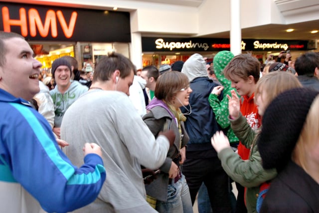 The flash mob in The Bridges in 2008. See if you can spot a familiar face.