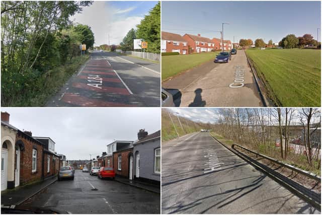 (clockwise from top left) Sunderland Road (Picture: Google), Cloverley Road (Picture: Google), Hylton Park Road (Picture: Google), and James Street