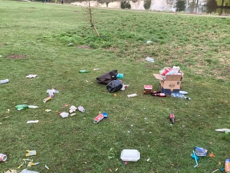 Rubbish thrown across Cusworth Hall hill.