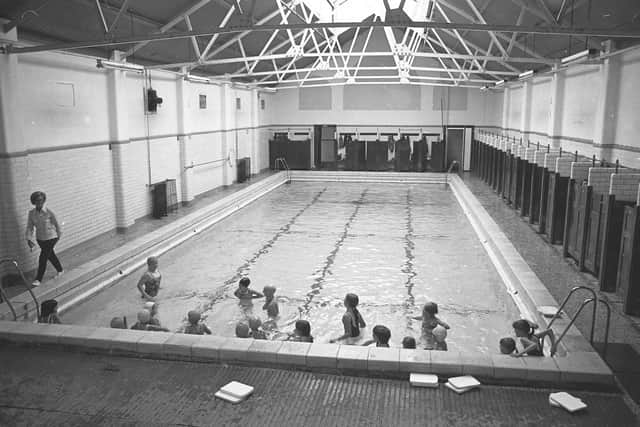 A scene from September 1975 showing Sunderland's High Street Baths.