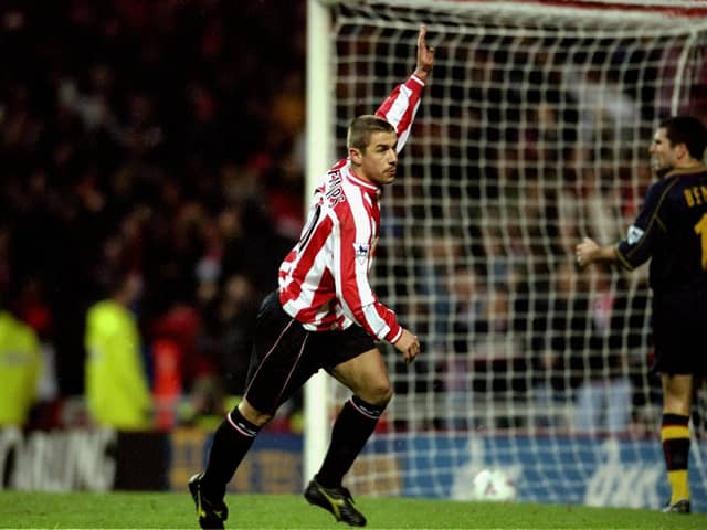 18 Dec 1999:  Kevin Phillips of Sunderland celebrates a goal during the FA Carling Premier League match against Southampton played at the Stadium of Light in Sunderland, England. Sunderland won the game 2-0. \ Mandatory Credit: Shaun Botterill /Allsport