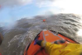 Sunderland RNLI said the man's orange floatation device helped them and other rescue workers spot him out a sea.