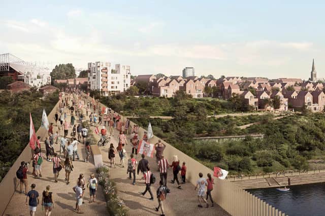 A new smart bridge is planned to link Sunderland city centre to the Stadium of Light area as part of the vision for the city's future.