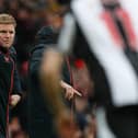 Eddie Howe gestures from the touchine.