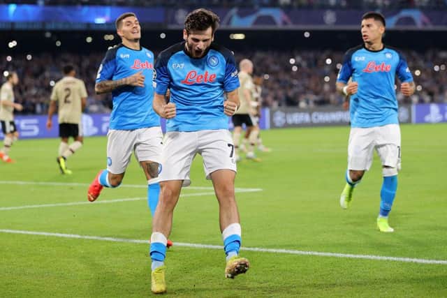 Napoli are reportedly preparing to offer Khvicha Kvaratskhelia a lucrative deal to fend of Newcastle United and Manchester City interest (Photo by Francesco Pecoraro/Getty Images)