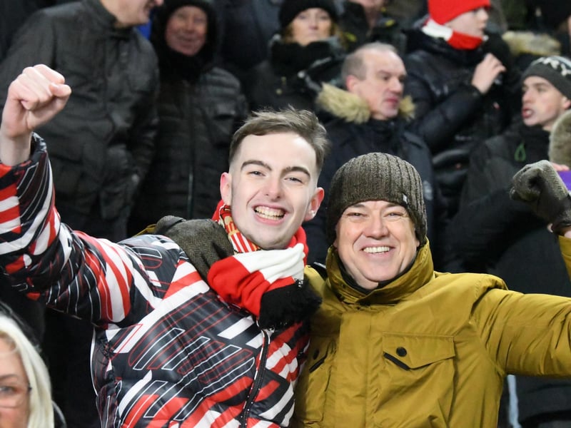 Sunderland fans show their passion at the end of the game away from home against Hull City.
