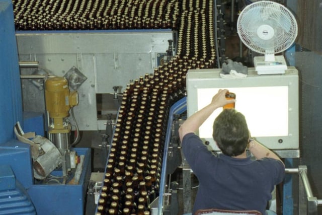 The production line in an Echo photo taken just before the closure of the brewery.