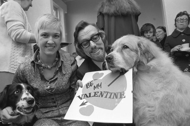 Flossie and Perry are the two dogs taking the limelight in this scene from 1974. It shows stars of a Sunderland Empire show helping to launch a £10,000 fundraising campaign for the PDSA.