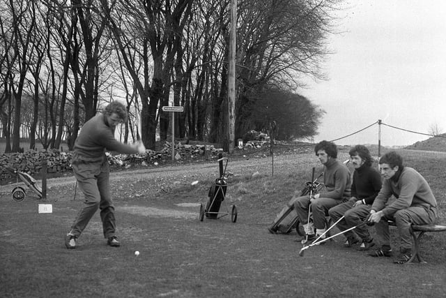 Jimmy Montgomery, Richie Pitt, Bobby Kerr and Joe Bolton on the golf course in April 1973.
