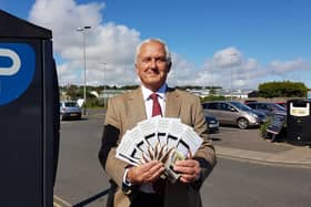 Cllr Glen Sanderson at the launch of the new PayByPhone system in Seahouses.
