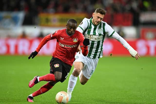 Bayer Leverkusen winger Moussa Diaby has been 'scouted' by Arsenal (Photo by Frederic Scheidemann/Getty Images)