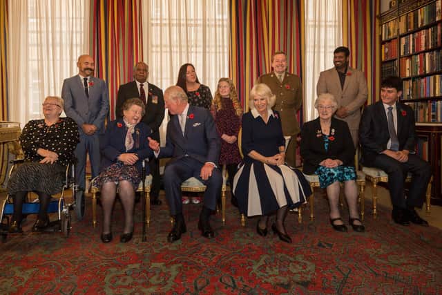 Lesleyann, front row, far left, with Their Royal Highnesses and the other collectors.