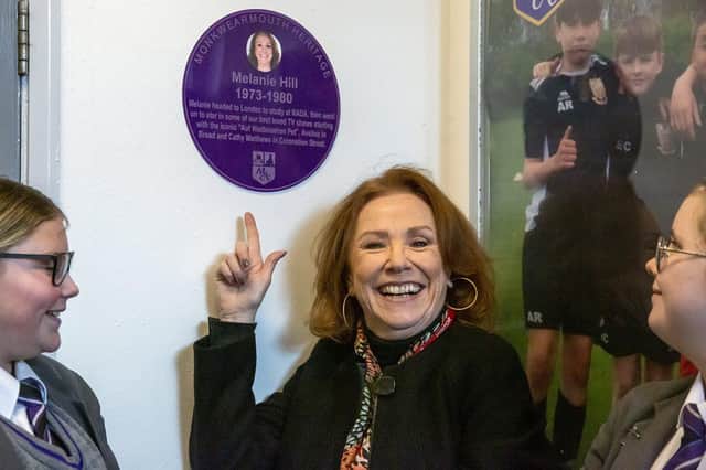 Melanie Hill unveils her plaque.