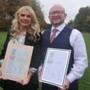 George Washington Hotel marketing manager Sandra Devlin and manager Ian Gray and with the venue's new Armed Forces Covenant Silver award.