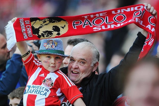 A fan for life as this young Sunderland fan shows his support in a match against Everton on April 20, 2013.