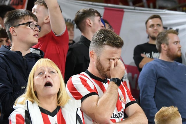 Some fans can barely watch as the Blades score two goals in quick succession