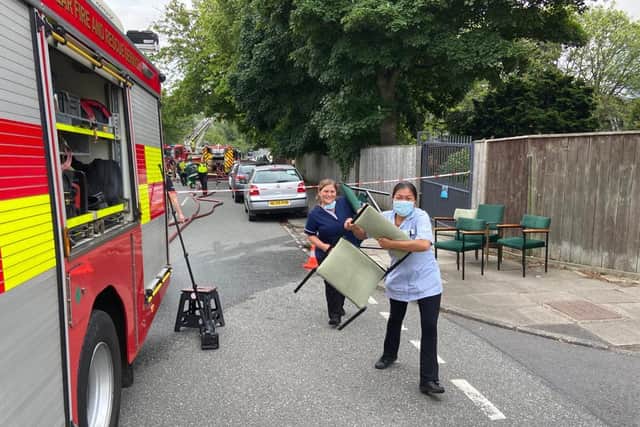 Care home staff worked hard at the scene to make sure people were kept comfortable following the evacuated.