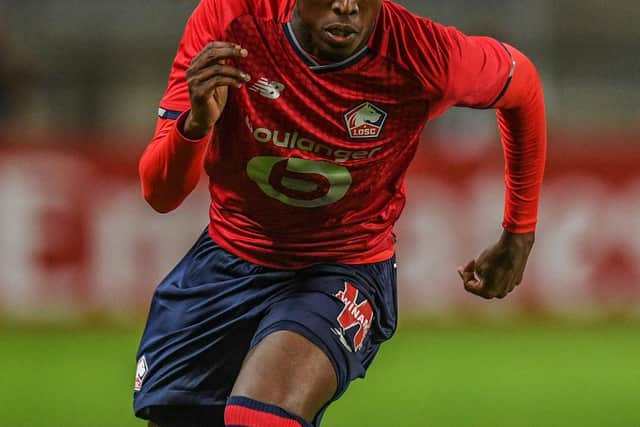 Lille's French forward Isaac Lihadji controls the ball during an international club friendly football match between SL Benfica and Lille OSC at the Algarve stadium in Portimao on July 22, 2021. (Photo by PATRICIA DE MELO MOREIRA / AFP) (Photo by PATRICIA DE MELO MOREIRA/AFP via Getty Images)