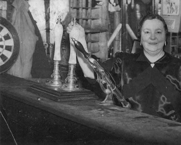 Elizabeth Ann Vickery is pictured at the bar of the Engineers Tavern which was a Sunderland pub from 1864 to 1971. Elizabeth became the first female chairperson of the Licensed Victuallers Association. Photo: Ron Lawson.
