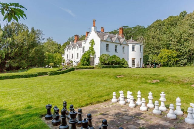 A large paved chess set is a novel feature of the gardens.