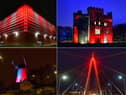 Landmarks across the city have remained lit up red and white following Sunderland AFC's Wembley win.