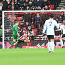 Fulham score their second at the Stadium of Light