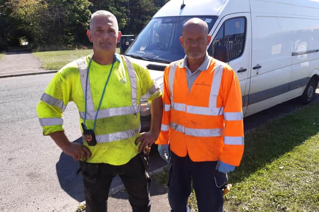 Workmen Steven Lisle, 62, and Alan Bowman, 58, described the tremor as 'scary'.