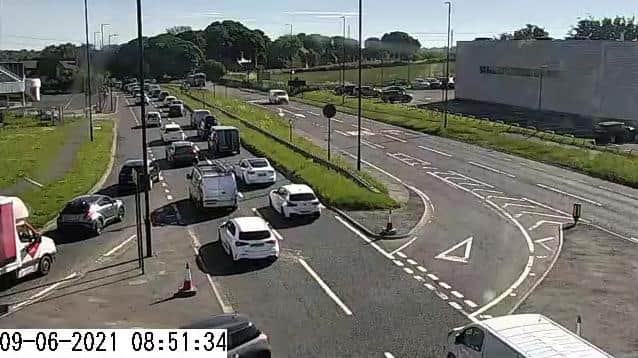 Traffic cameras show the queues after a crash on the A690