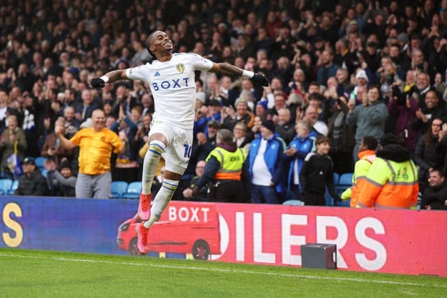 Leeds were four up at half-time as they beat Huddersfield 4-1 at Elland Road in front of a crowd of 36,813.