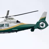 The Great North Air Ambulance landed at Barnes Park