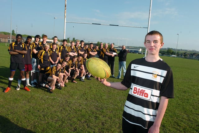 Houghton under-16s celebrated their new shirts in 2010, thanks to sponsorship from Biffa. Captain Jack Sneezham pictured with players, officials and, back right, David Moore site manager of Biffa Houghton.