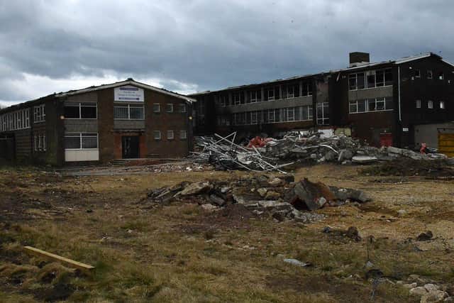 The aftermath of the fire at the old Hylton Campus building of Sunderland College.