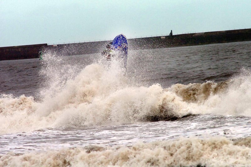 This jet skier braved the January waves off the coast of Hartlepool in 2008.