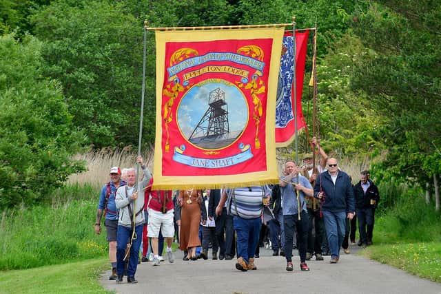 The parade makes its way through Hetton Country Park for the unveiling of a statue in the park. Picture by FRANk REID