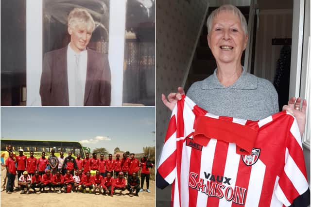 Jo Copeland who has donated her late husband's SAFC shirts to Sunderland AFC Keroche in Kenya.