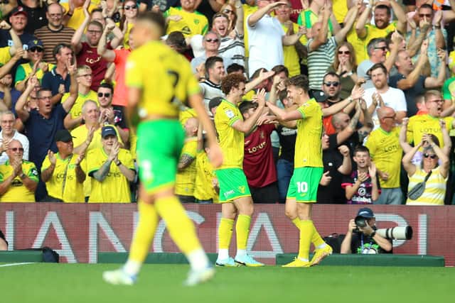 Norwich City's Kieran Dowell celebrates scoring their side's third goal of the game during the Sky Bet Championship match at Carrow Road.