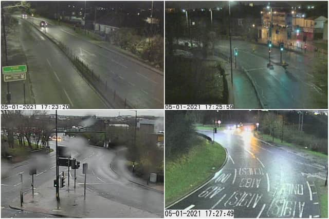 Clockwise from top left: Newcastle Road/Viewforth Terrace; Park Lane Interchange; Chester Road's junction with the A19 and the Queen Alexandra Bridge gyratory system. Pic: North East Traffic Cameras