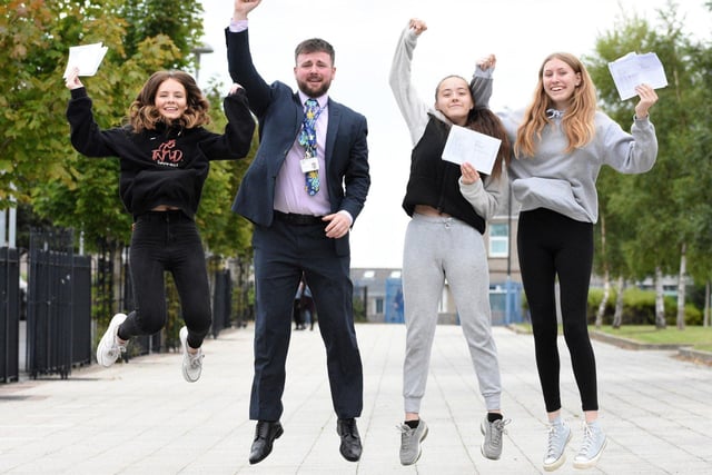 The sky's the limit for Washington Academy pupils Natasha Lamb, Katie Revell and Eleni Baker, after receiving their GCSE results.