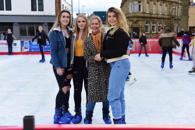 Holly Cockcroft, Sarah Richardson, Jane Cockcroft and Hannah Davison enjoy their visit to the rink