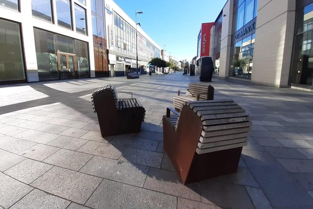 The empty seats on High Street West, which would normally be full with people having a coffee and a chat, captured the sombre mood in the city.